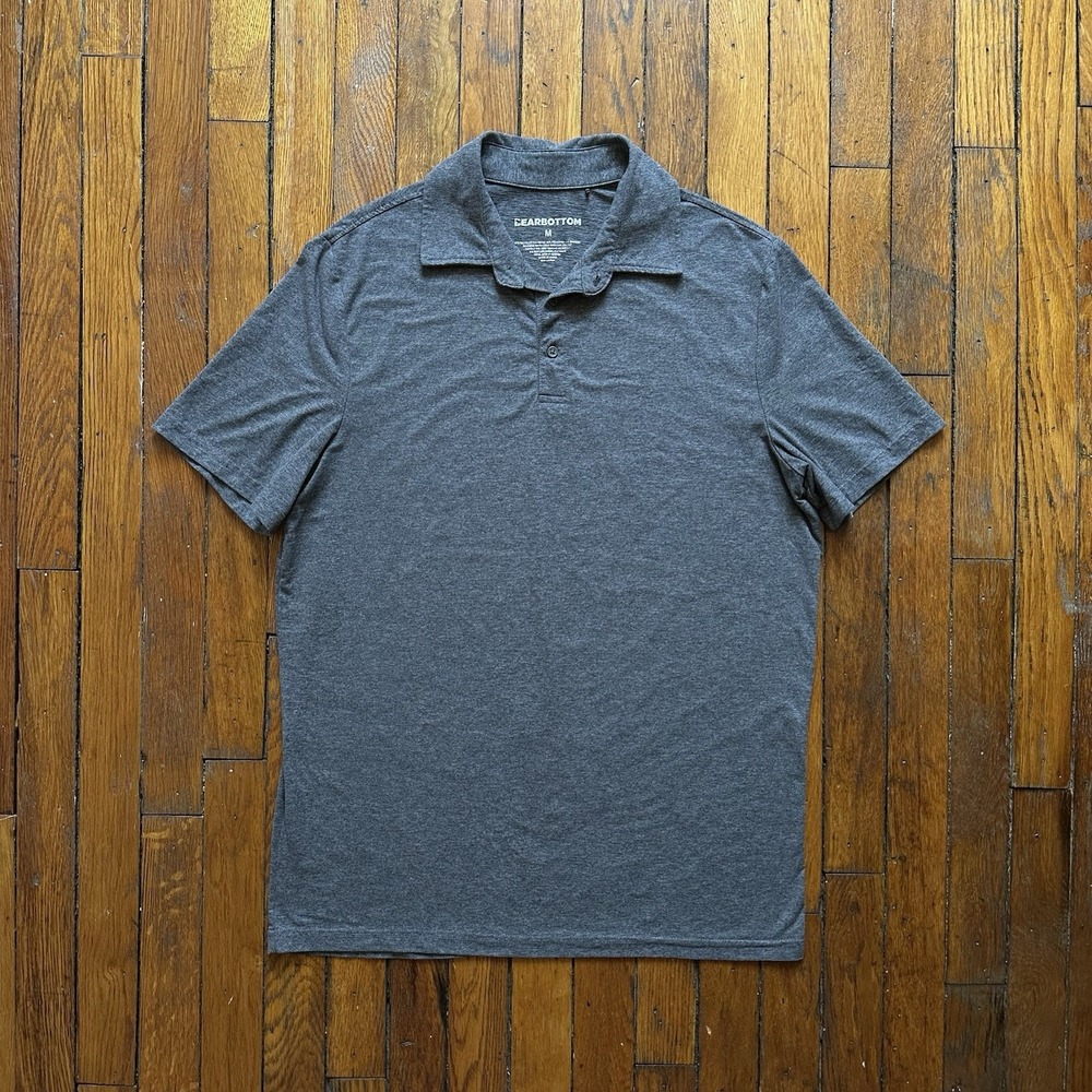 Bear Bottom Polo Shirt Short Sleeve Short Men Medium Grey Preppy Casual Golf